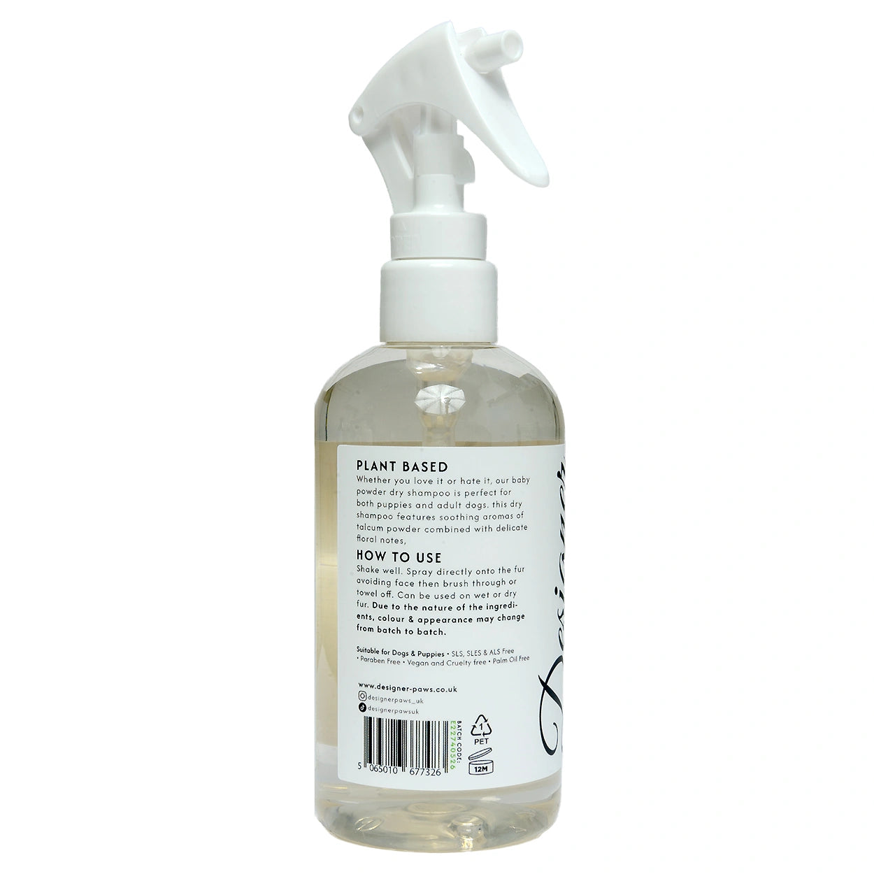 Baby Powder Dry Shampoo for dogs